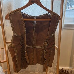 Henne Brown Vest with Gold Detailing
